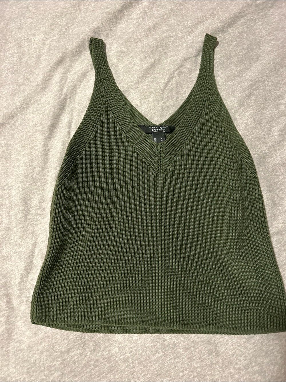 Express Olive Ribbed V-Neck Tank